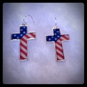COPY - Fashion Flag Cross Hook  Earrings